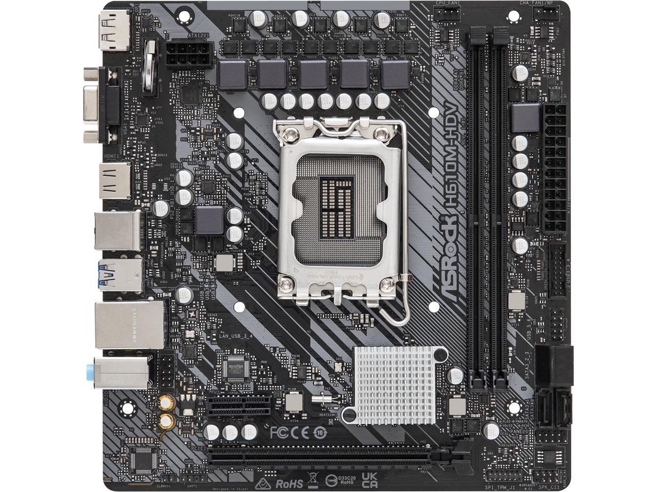 ASRock H610M-HDV LGA 1700 DDR4 Micro ATX Intel Motherboard MOTHERBOARD-Asrock ASRock H610M-HDV LGA 1700 DDR4 Micro ATX Intel Motherboard MOTHERBOARD-Asrock