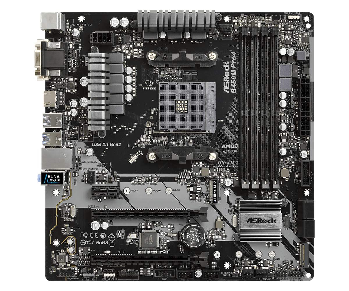 ASRock B450 Pro4 R2.0 AM4 AMD Promontory ATX AMD Motherboard MOTHERBOARD-Asrock ASRock B450 Pro4 R2.0 AM4 AMD Promontory ATX AMD Motherboard MOTHERBOARD-Asrock