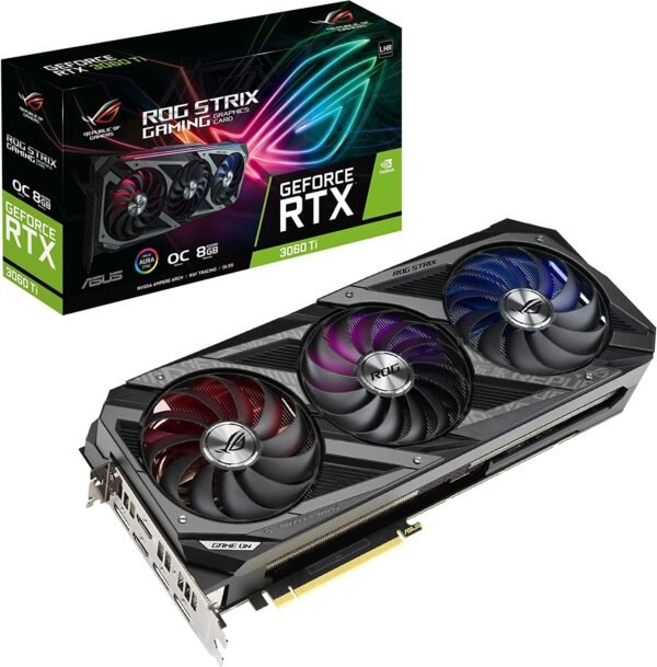 ASUS ROG Strix GeForce RTX 3060 Ti V2 OC Edition 8GB GDDR6 with LHR Graphic Card ROG-STRIX-RTX3060TI-O8G-V2-Gaming Graphic Card-Asus