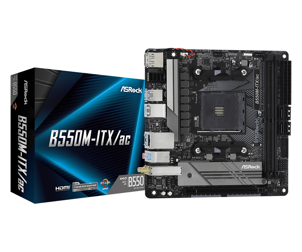 ASRock B550M-ITX/AC AM4 Mini-ITX Motherboard (AMD Socket AM4/3rd Gen Ryzen Series CPU/Max 64GB DDR4 4733MHz Memory) MOTHERBOARD-Asrock ASRock B550M-ITX/AC AM4 Mini-ITX Motherboard (AMD Socket AM4/3rd Gen Ryzen Series CPU/Max 64GB DDR4 4733MHz Memory) MOTHERBOARD-Asrock