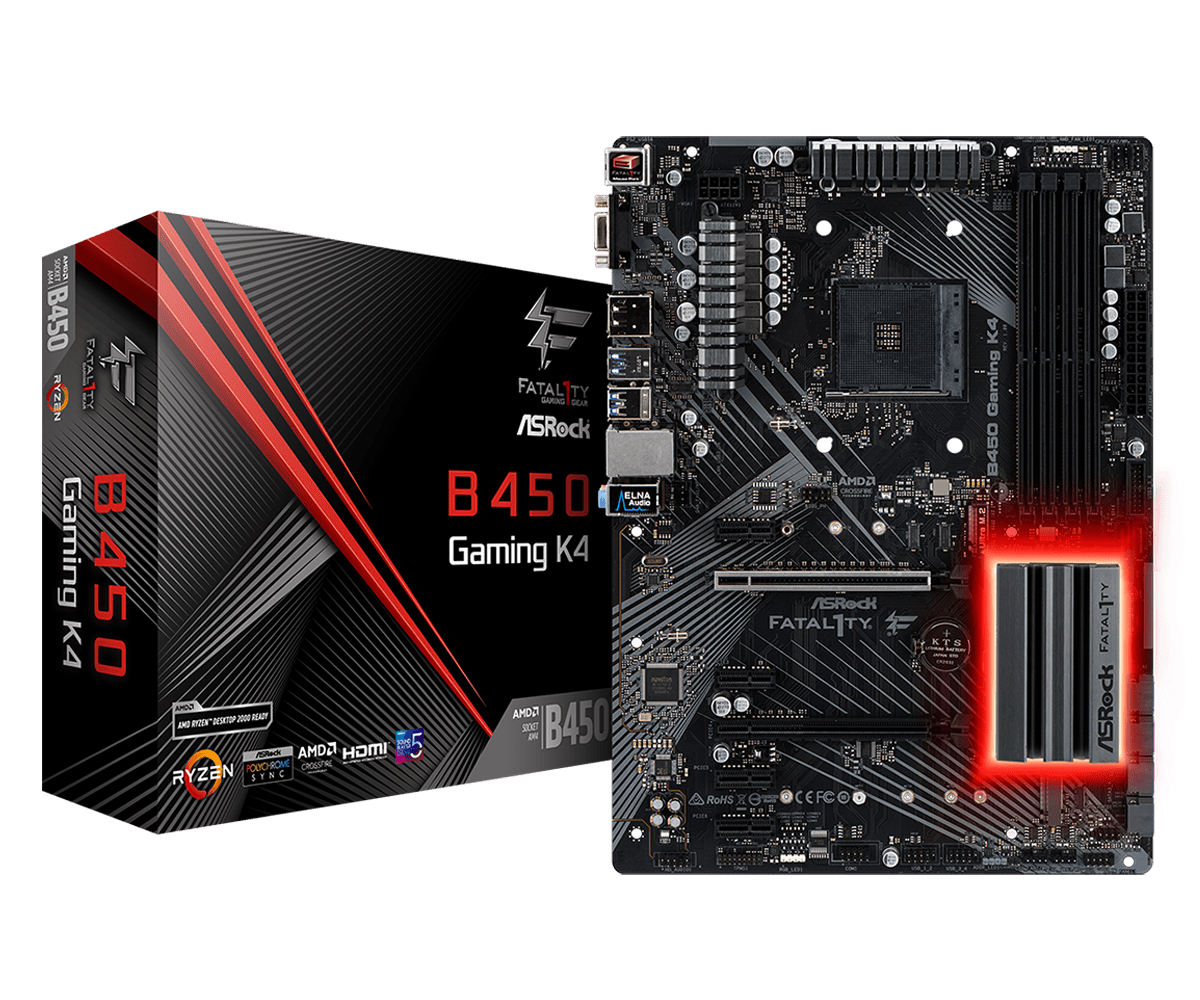 Asrock Fatal1ty B450 Gaming K4 AMD B450 ATX Motherboard MOTHERBOARD-Asrock Asrock Fatal1ty B450 Gaming K4 AMD B450 ATX Motherboard MOTHERBOARD-Asrock