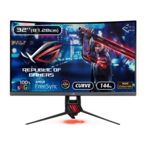 ASUS ROG Strix XG32VQ 32inch 144Hz Curved Gaming Monitor (1800R Curved, Adaptive Sync, 4ms Response Time, 144Hz Refresh Rate, Frameless, 2K WQHD VA Panel) Monitors-Asus