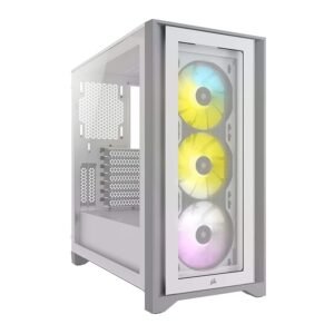 Corsair iCUE 4000X RGB Tempered Glass Mid-Tower ATX White Cabinet CC-9011205-WW PC Cabinet-Corsair